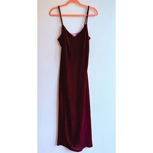 Boden Velvet Slip Midi Party Dress in Ruby Burgundy Red size 6L Tall